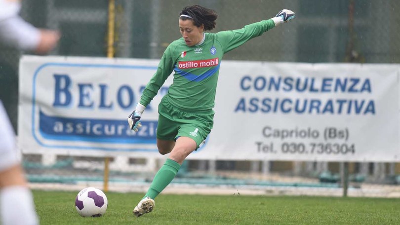 Chiara Marchitelli, la gardienne de Brescia a préservé l'avantage au score de Brescia avec plusieurs arrêts décisifs en première période 