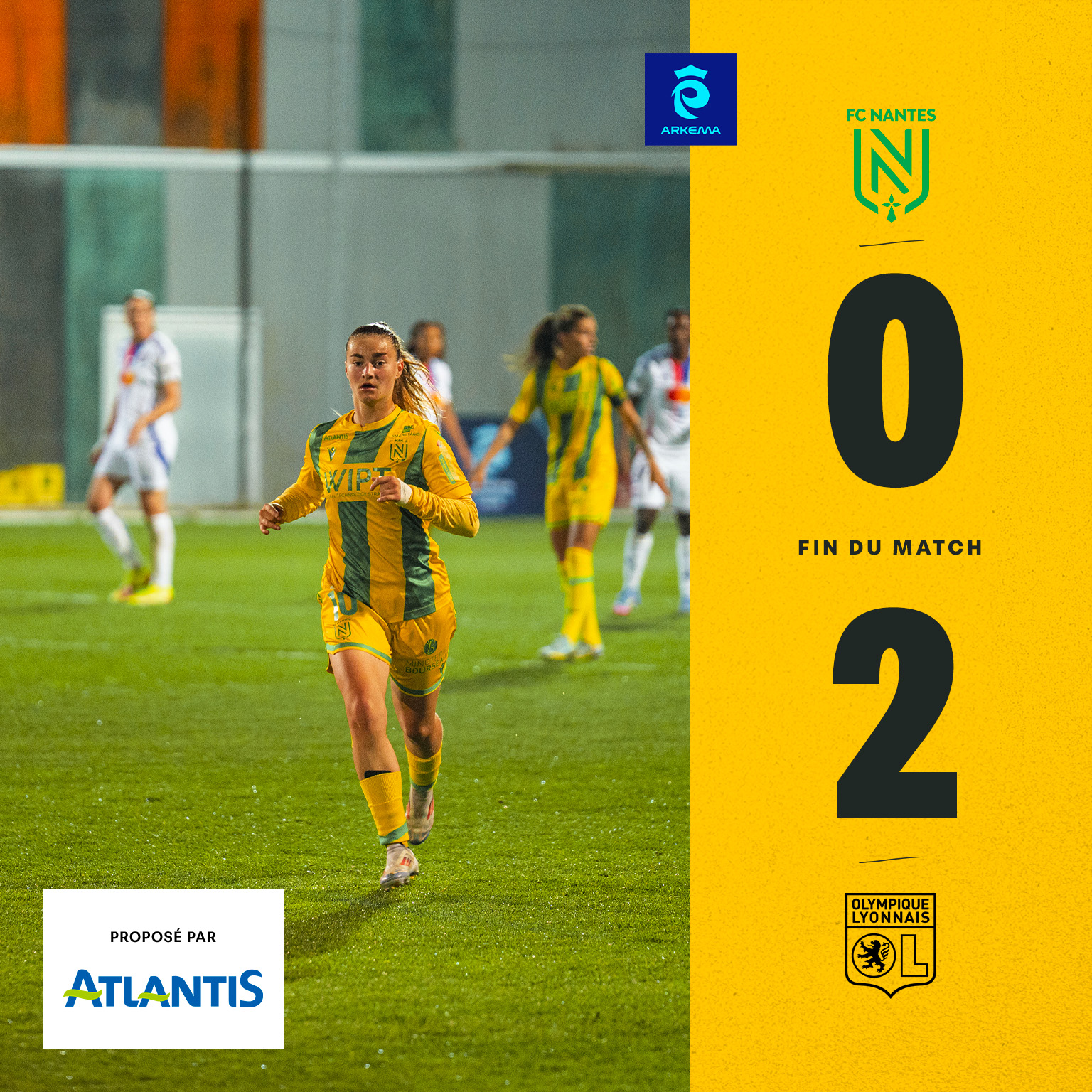 D1 Arkema : Le FC Nantes coule face à la jeunesse lyonnaise.